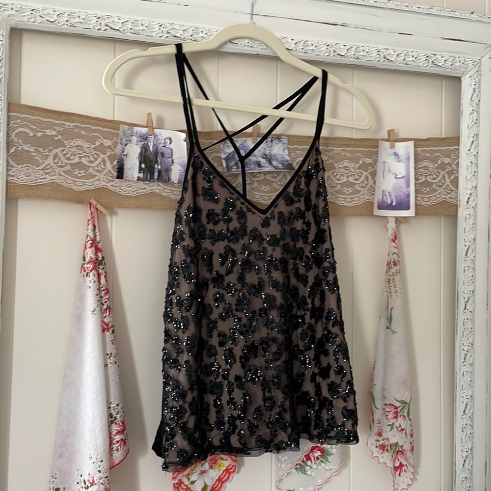 Sequin and mesh top